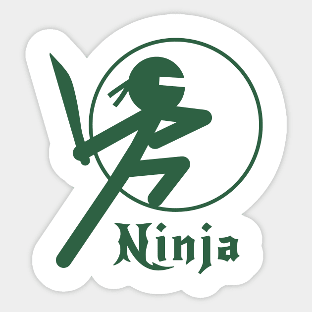 Stickman Ninja - Green Sticker by Design Fern